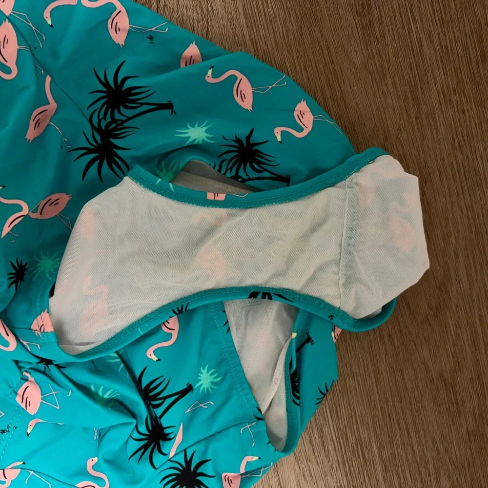 Torrid Pink Flamingo High Rise Ruched Bikini Bottoms M4